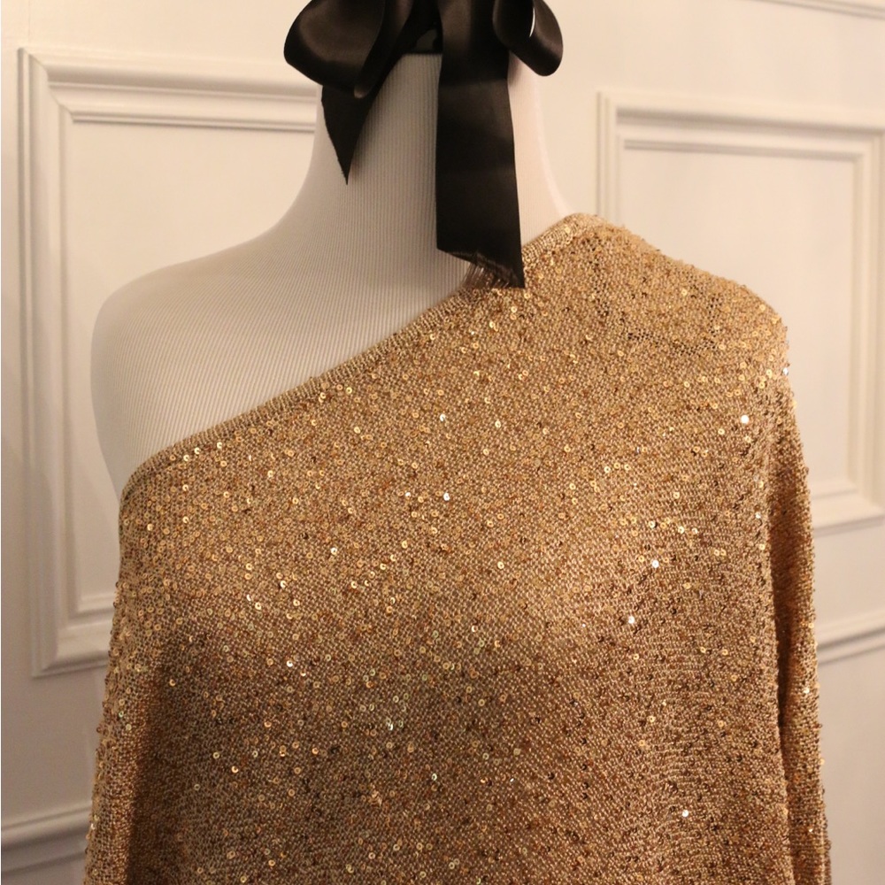 NWT BEBE Gold Sequin Top XL